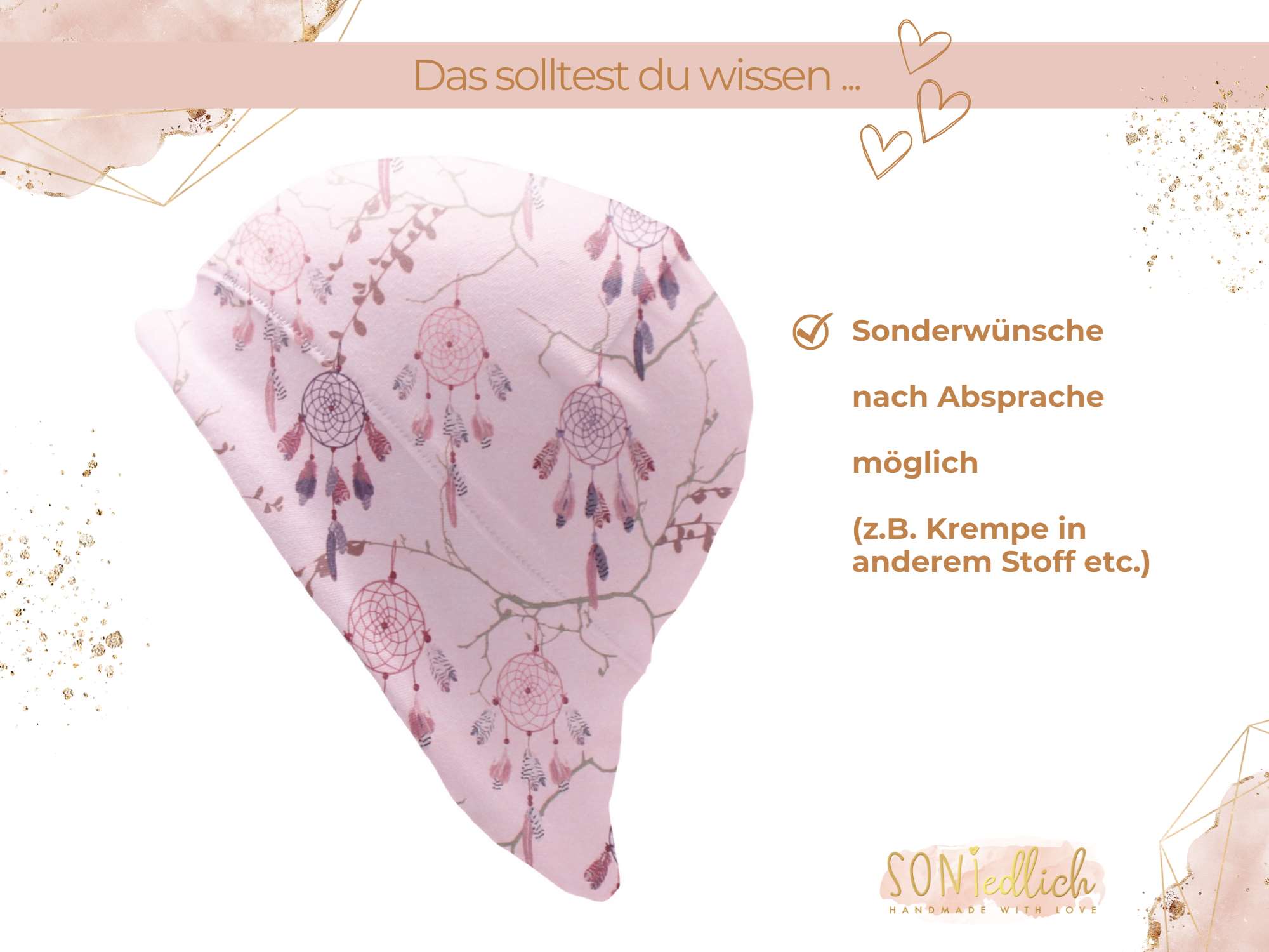 Sonnenhut für Babys und Kinder „Traumfänger“ Sonderwünsche